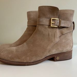 Tory Burch Tan Suede Ankle Boots